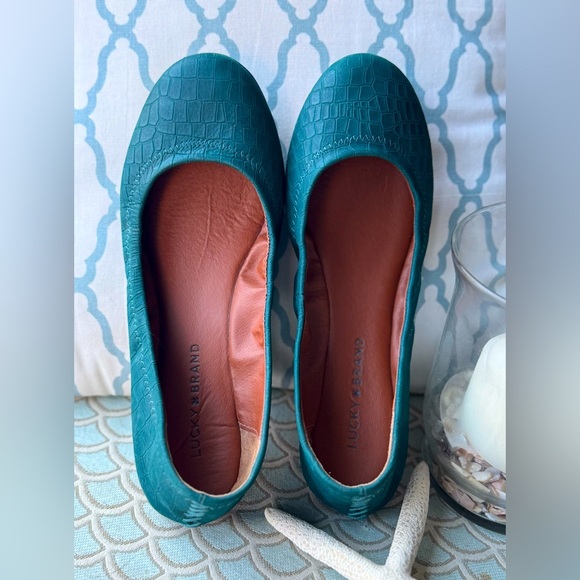Lucky Brand Emmie Ballet Flat Leather Teal Blue Women’s Size 8.5 - Picture 1 of 14